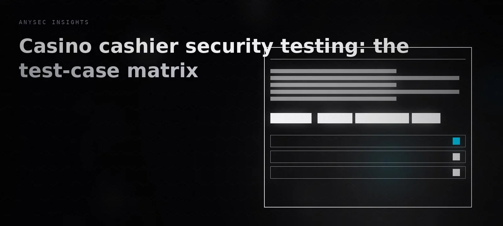 Casino cashier security testing: the test-case matrix