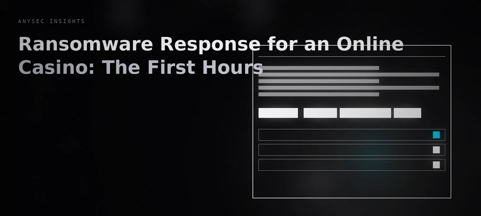 Ransomware Response for an Online Casino: The First Hours