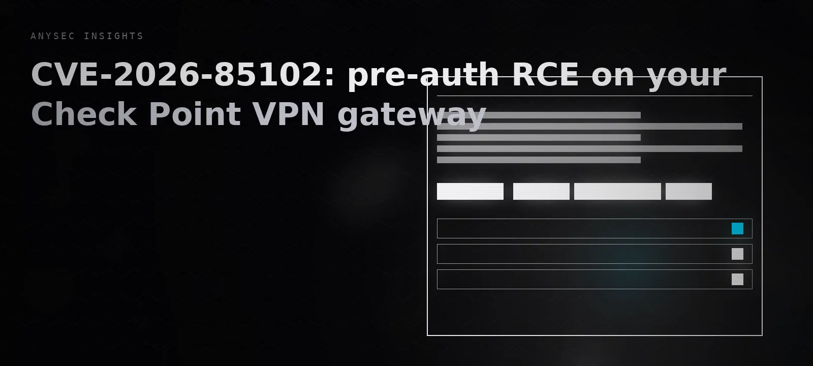 CVE-2026-85102: pre-auth RCE on your Check Point VPN gateway