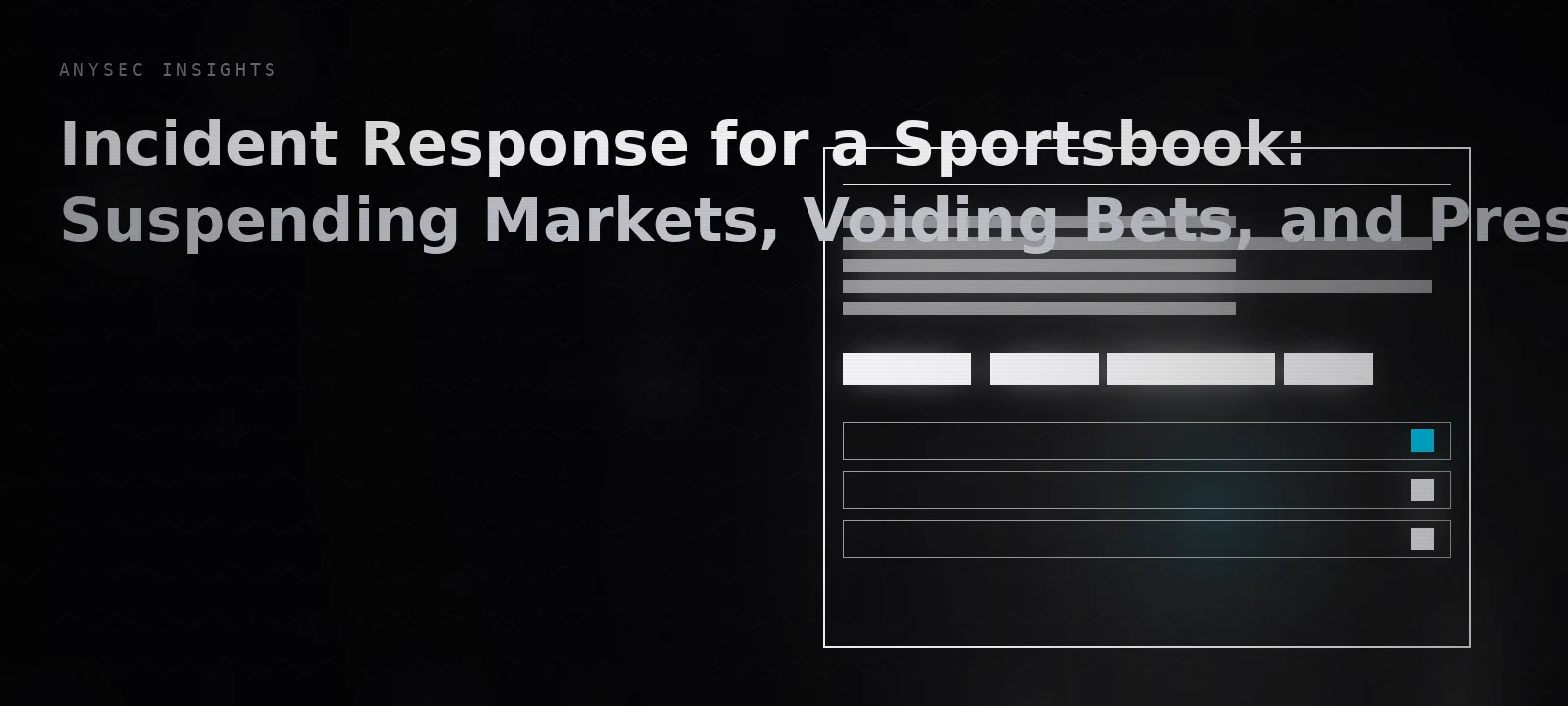 Incident Response for a Sportsbook: Suspending Markets, Voiding Bets, and Preserving Evidence