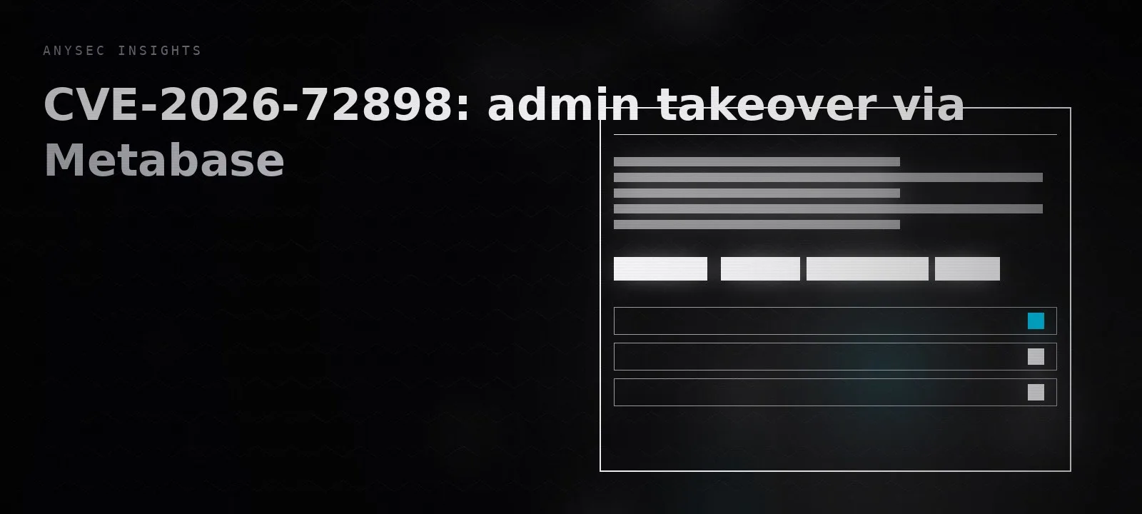CVE-2026-72898: admin takeover via Metabase