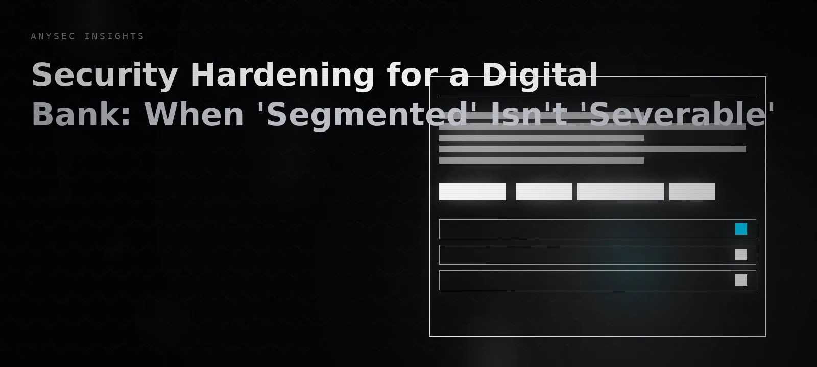 Security Hardening for a Digital Bank: When 'Segmented' Isn't 'Severable'